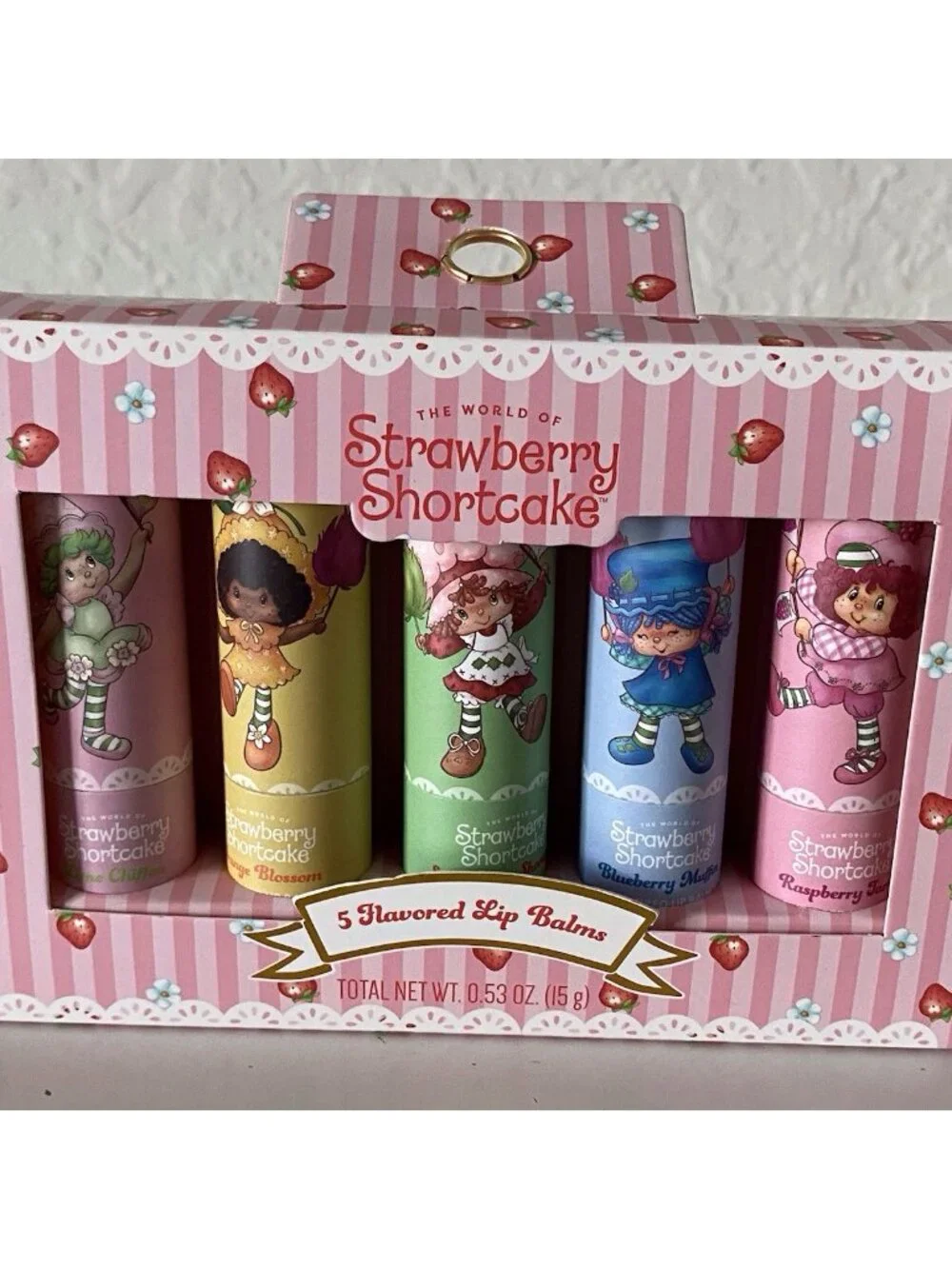 Set Of 5 Strawberry Shortcake Scented Flavored Lip Balms Taste Beauty‎ NEW